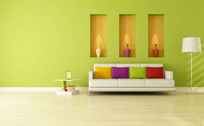 Độc đáo với phong cách phòng khách sơn màu xanh lá cây - Tamsongroup.com